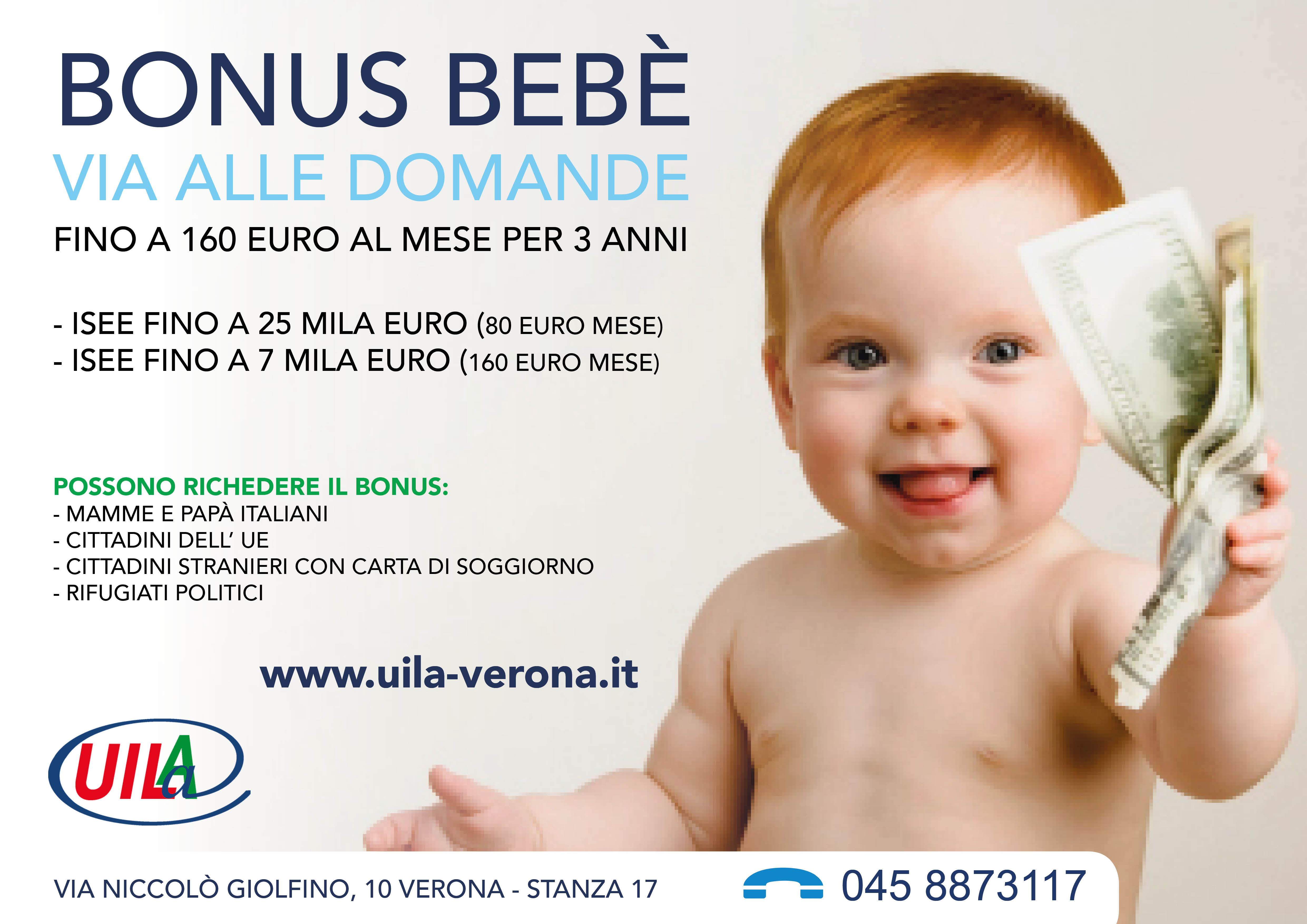 Completely dry Refrain stall Bonus bebè, anche per il 2016. Fino a 160 euro al mese per tre anni - UILA  Verona e Trento